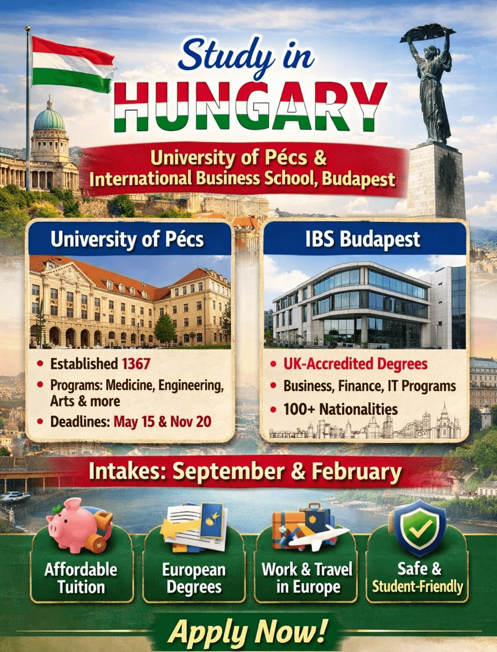 🇭🇺 Study in Hungary: Top Universities, Courses, Fees & Intakes (University of Pécs & IBS Budapest)